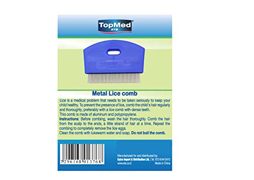 TOPMED Classical Metal Lice Comb with Dense Teeth and Handle