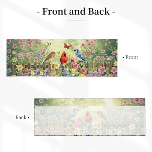 Birds and Flower Spring Kitchen Valance, 54x18 Inch Floral Window Curtain