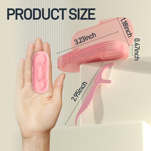 Holy Rose Pink Mint Dental Floss Picks with Portable Case 60 Count