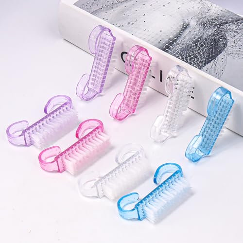 Mekupeu 4 Pcs Mini Handle Grip Nail Brushes for Fingernails and Toes