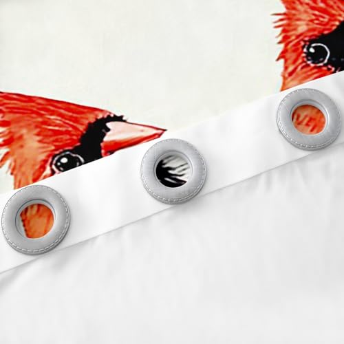 Feelyou Red Cardinal Darkening Curtains - 42 x 63 Inch Bedroom Drapes, Pack of 2