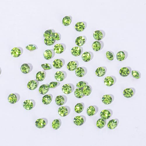 Light Green Nail Rhinestones 1660Pcs Crystal Gems with Storage Box
