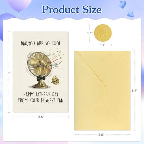 Funny Father's Day Card for Dad - Biggest Fan Design with Gold Envelope