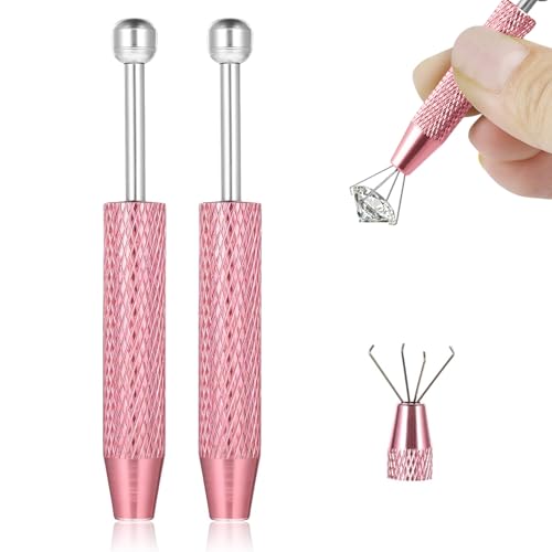 Piercing Ball Grabber Tool Set - 4 Claw Gemstone Pickup Tweezers 2 Pack