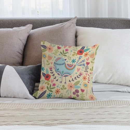 Luxury Yellow Velvet Pillow Cover 18x18" with Unique Prints