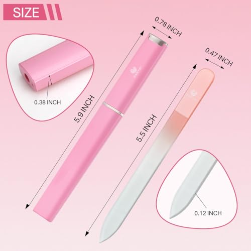 DARYA Crystal Glass Nail File Set 2-Pack with Case for Natural Nails