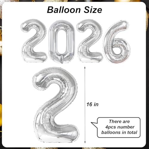 16-Inch Silver Graduation Balloons - Class of 2026 Party Decor