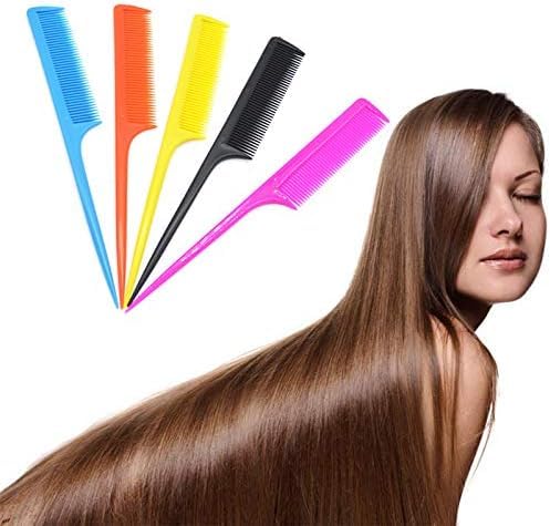 Jowxsx Colorful Rat Tail Hair Combi Plastic Styling Comb for Parting