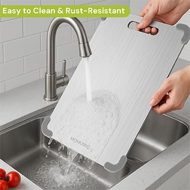Stainless Steel Cutting Board - Dishwasher Safe Double-Sided Metal Chopping Board | 13.4" x 9.1"