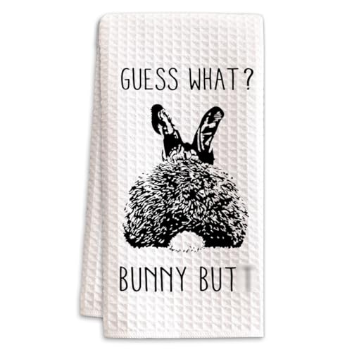 Funny Bunny Butt Kitchen Towel, 16x24 Microfiber Waffle Weave Dish Towel