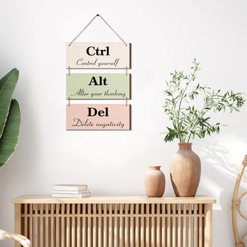 3-Piece Boho Leaves Rustic Wood Wall Decor - Inspirational Office Sign