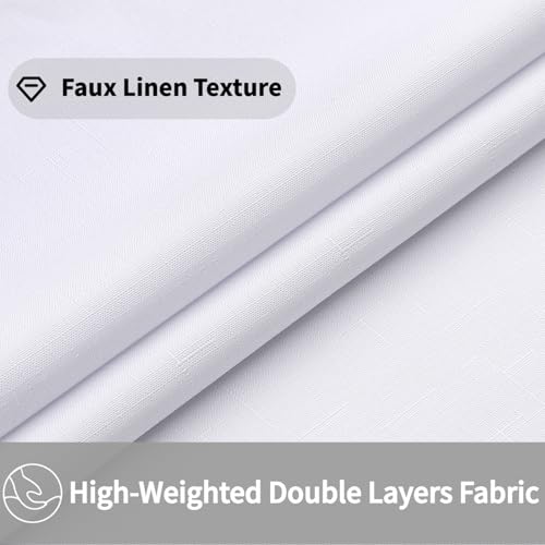Boho Faux Linen Shower Curtain - 72x78 Inch Heavy Duty Waterproof Fabric