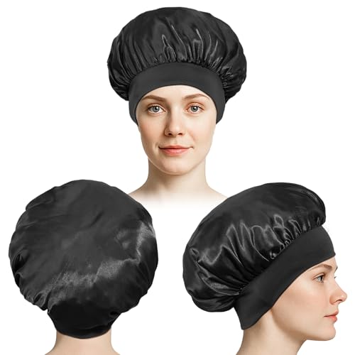 Q&J Fabric Co. Large Satin Sleep Bonnet for Curly Hair & Braids