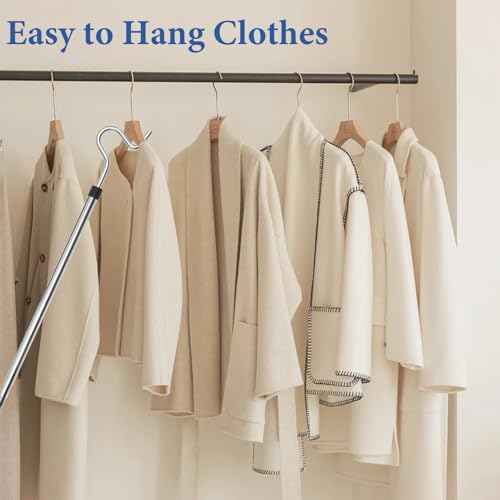 Greeily 50-inch Extendable Clothes Hook Pole Stainless Steel Reach & Hanging Tool