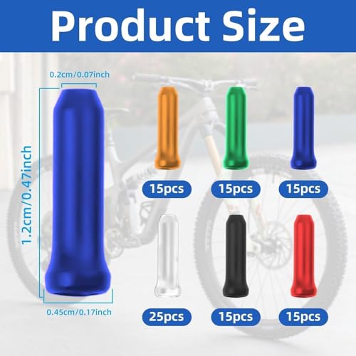 100PCS Bike Cable End Caps, 6 Color Bicycle Cable End Caps for Road Mountain, Bike Cable Tips (Red Yellow Blue Black Green Sliver)