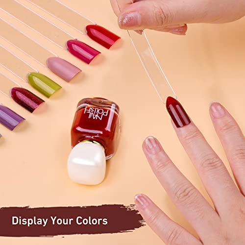 Subay 100pcs Clear Fan-shaped Nail Swatches Sticks with Ring Holder
