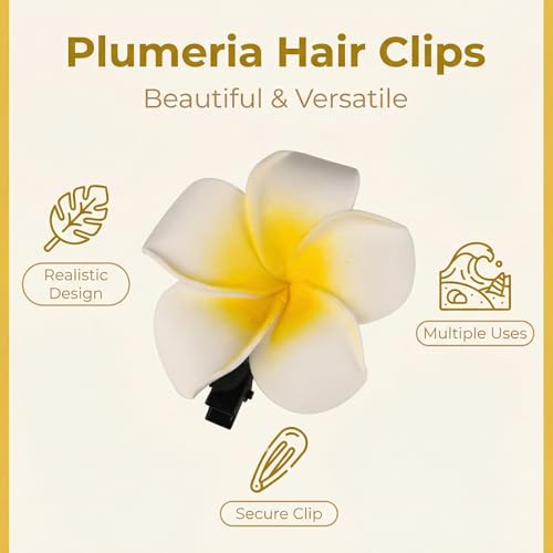 VASANA 12Pcs Plumeria Flower Hair Clips Boho EVA Hairpins