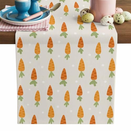 Easter Table Runner 72 Inch Beige Carrot Spring Table Decor