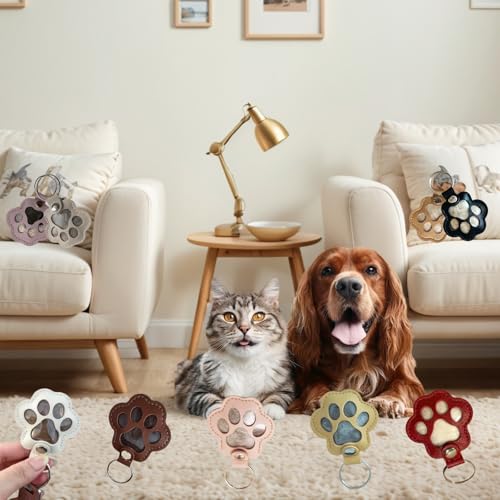 3 Pcs Paw Print Keychain Set for Pet Hair Keepsake Gift