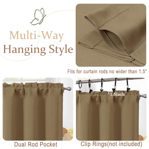 30"W x 24"L Taupe Light Blocking Cafe Curtains (Pack of 2)