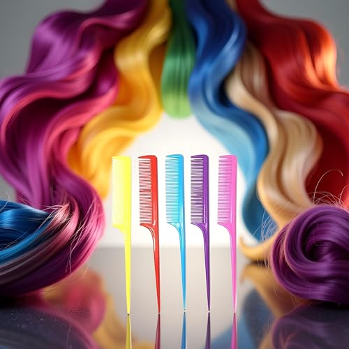 Jowxsx Colorful Rat Tail Hair Combi Plastic Styling Comb for Parting