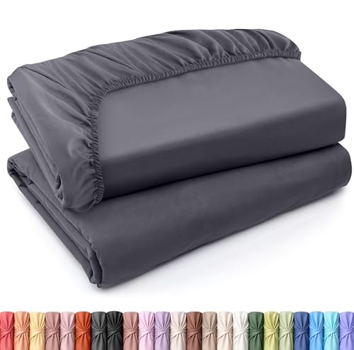 Utopia Bedding King Fitted Sheet, 2-Pack Microfiber Deep Pocket, Grey