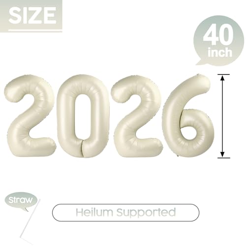 40-Inch Cream Number Balloons for 2026 Graduation Decorations