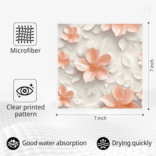 Reusable Microfiber Kitchen Dish Cloths - 6-Pack with Hanging Loops