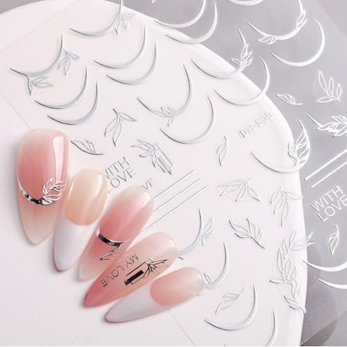 French Tip Nail Stickers Gold and Silver Metallic Decals - 6 Sheets