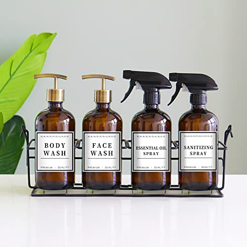 TESWEY 12PCS Waterproof Minimalist Soap Dispenser Labels for Bathroom