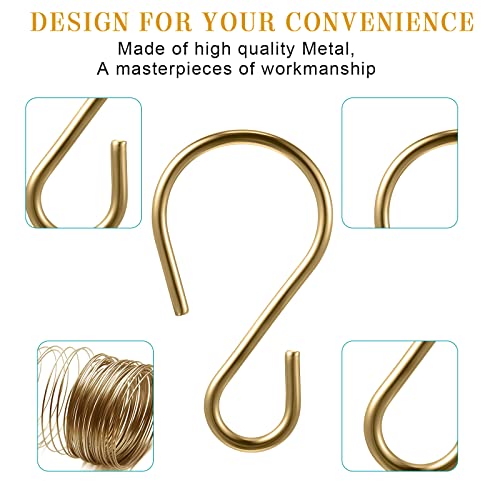 120 Pcs Champagne Gold S Hooks - Mini Metal Hanging Hooks for Storage