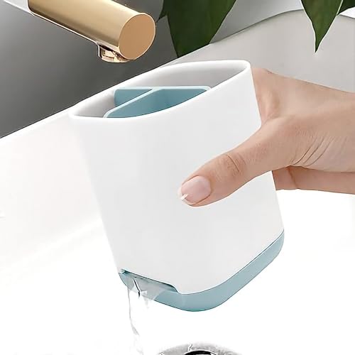 Detachable Toothbrush Holder with Anti-Slip Base – 3 Slot Caddy for Easy Cleaning (Blue)