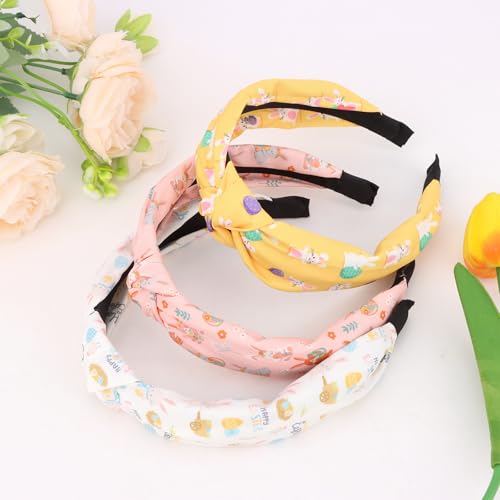 ANBALA 3 Pack Easter Bunny Ear Knotted Headbands for Women