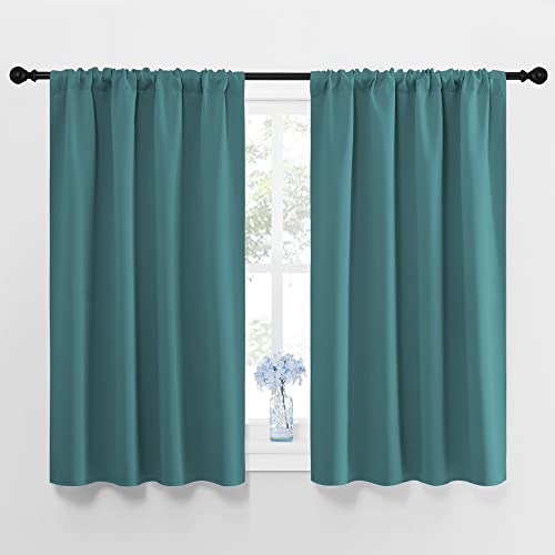 NICETOWN Blackout Curtain Panels Sea Teal 42x45-Inch, Pack of 2, Thermal Insulated Drapes for Living Room