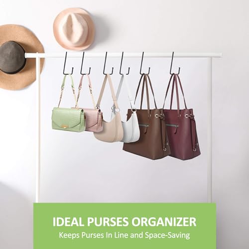 OMHOMETY Black 15-Pack Purse Hangers for Closet, Heavy Duty Bag Organizers
