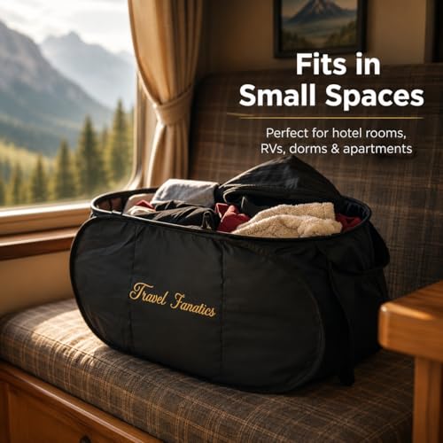 Travel Fanatics 60L Collapsible Laundry Basket with 3 Sorting Dividers