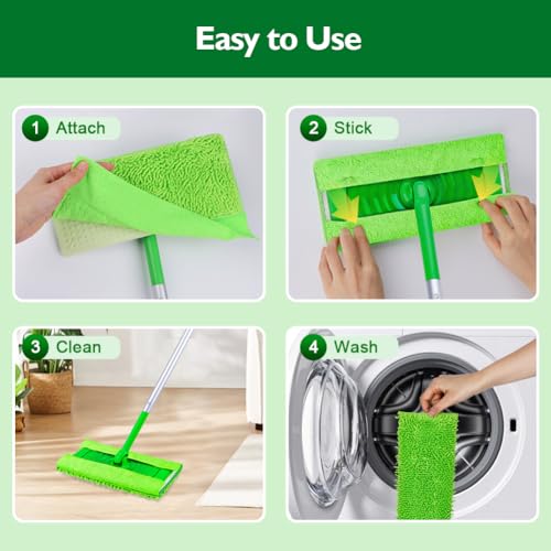 HOMEXCEL 10 Pack Microfiber Mop Pads - Compatible with Swiffer Sweeper