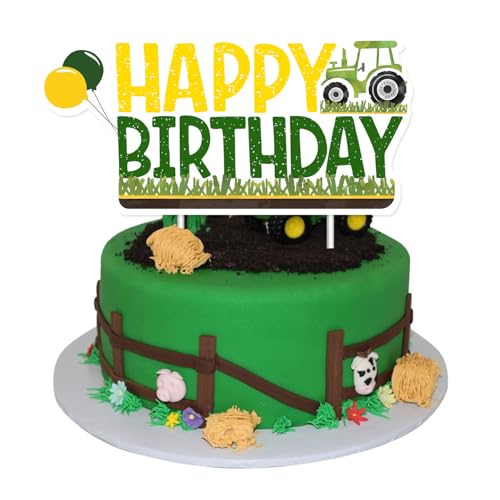 Farm Tractor Birthday Cake Topper for Kids Party Decorations