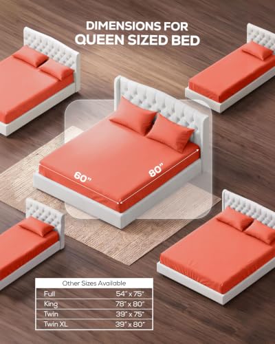 Utopia Bedding Queen Fitted Sheet Coral 15-Inch Deep Pocket Microfiber