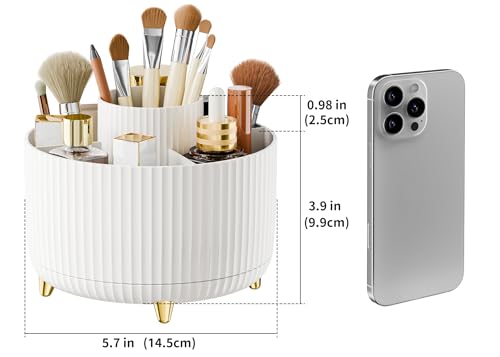 Fanado 360° Rotating Makeup Brush Holder & Cosmetic Organizer - White