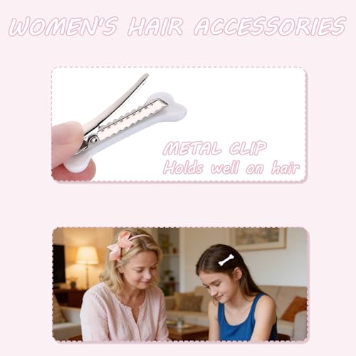 Mabor 4Pcs White Bone Hair Clips - Alligator Hairpins for Halloween Costumes and Daily Wear