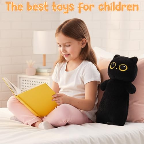 16.9-Inch Black Cat Plush Pillow - Soft & Cute Toy