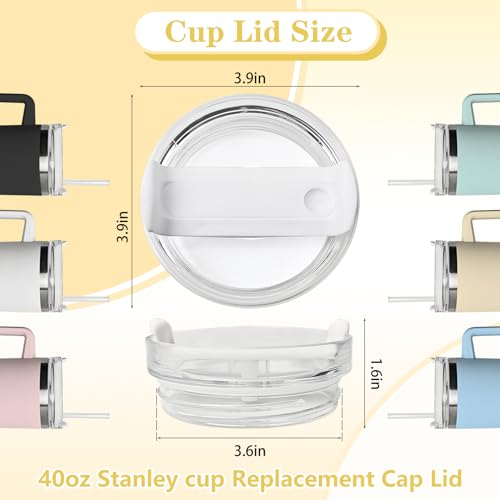 4 Pack Tumbler Lid Replacement for 40 oz Stanley Cup, 3.6in Spill Proof Clear Replacement Lids Fit for Stanley Travel Tumbler, Reusable Accessorie Cover