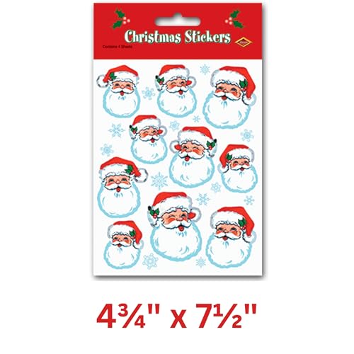 Beistle Santa Face Stickers - 40 Count for Holiday Crafts