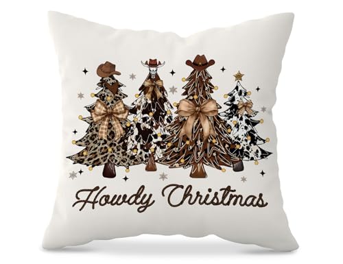 Christmas Western Pillow Covers 18x18 - Holiday Farmhouse Decor, KDHTY