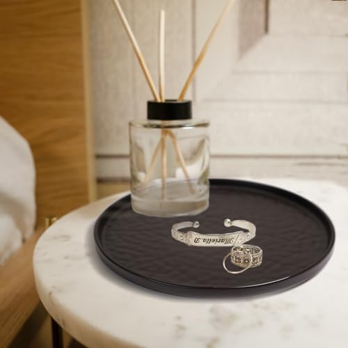 Ceramic Round Bathroom Vanity Tray - 7.5" Decorative Holder for Perfumes & Candles