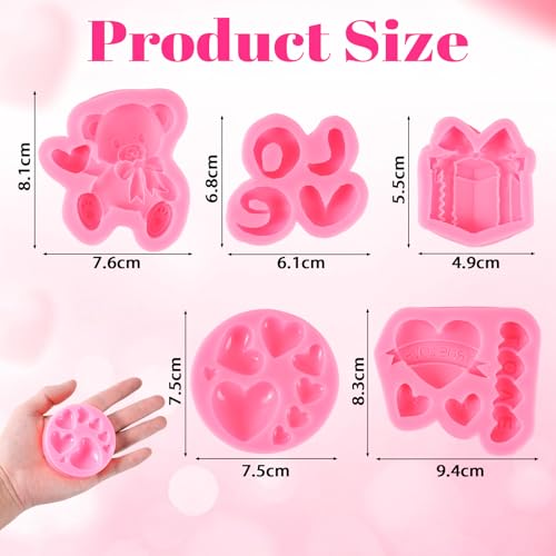 Heart Silicone Chocolate Molds Set - 5 Pcs for Baking & Crafts