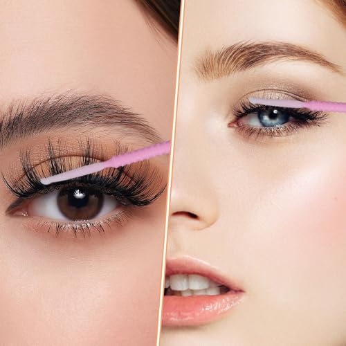 Exircy 200 Pcs Disposable Micro Applicator Brushes for Eyelash Extensions Pink