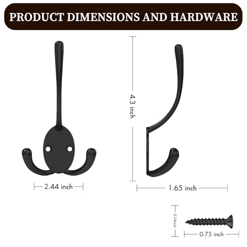Heavy Duty Coat Hooks - 10 Pack Metal Wall Hooks for Hanging