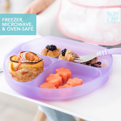 Bumkins Silicone Suction Plate for Toddlers - Divided Grip Dish in Purple Jelly